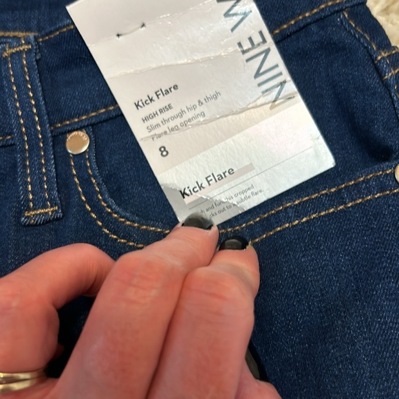 NWT NINE WEST 8 Kick Flare high rise jeans with raw hem - Picture 2 of 10